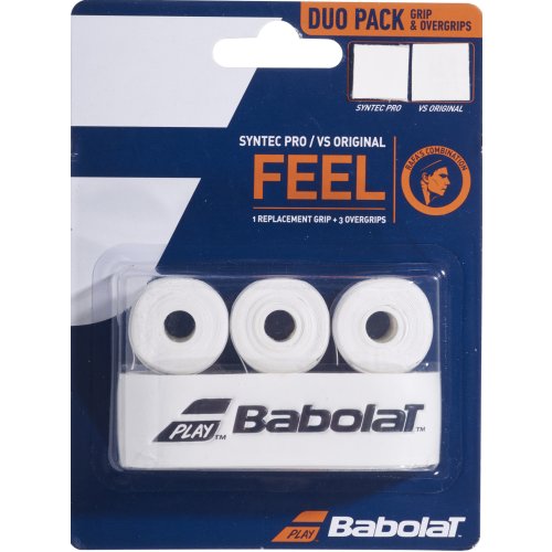Babolat Syntec Pro Basic Grip X1 + VS Original Overgrip X3 DUO Pack weiß