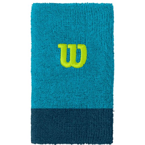 Wilson Extra Wide Wristband 2er Pack barrier reef-majolica blue
