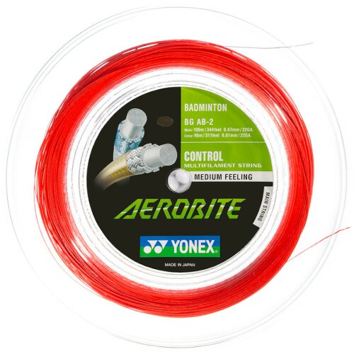 Yonex Aerobite Hybrid ( 200m Rolle ) rot/weiß Längs: 0,67 mm / Quer: 0,61 mm Badmintonsaite