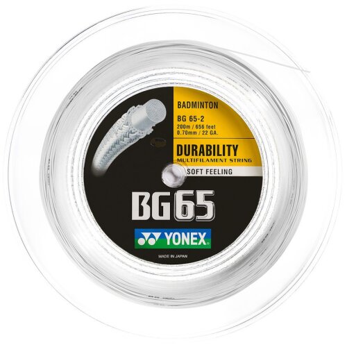 Yonex BG65 ( 200m Rolle ) weiß 0,70 mm Badmintonsaite