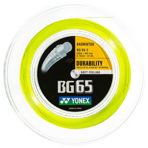 Yonex BG65 ( 200m Rolle ) gelb 0,70 mm Badmintonsaite
