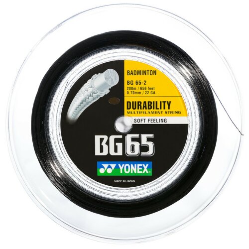 Yonex BG65 ( 200m Rolle ) schwarz 0,70 mm Badmintonsaite