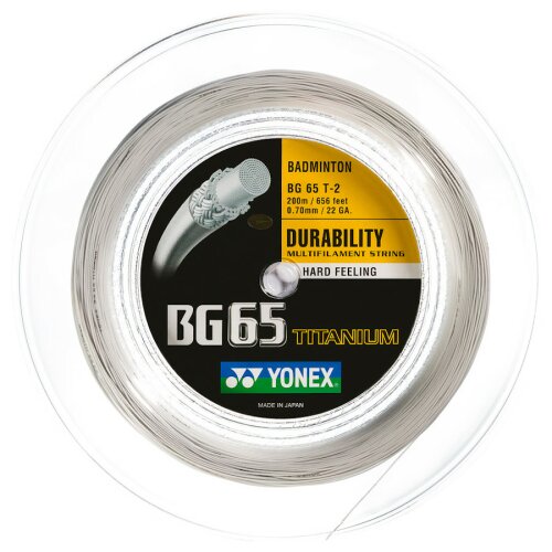 Yonex BG65 Ti ( 200m Rolle ) weiß 0,70 mm Badmintonsaite