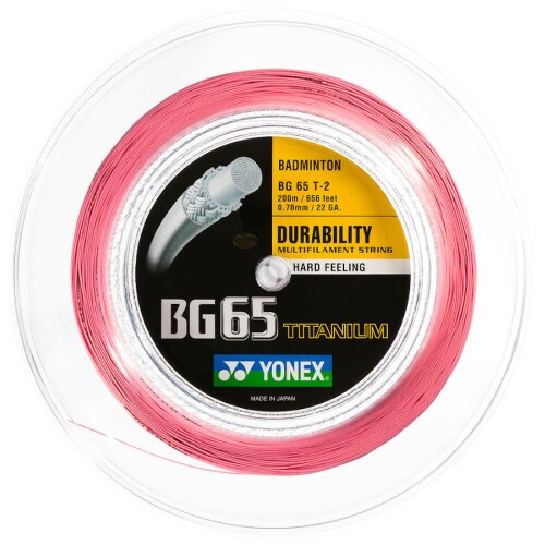 Yonex BG65 Ti ( 200m Rolle ) pink 0,70 mm Badmintonsaite