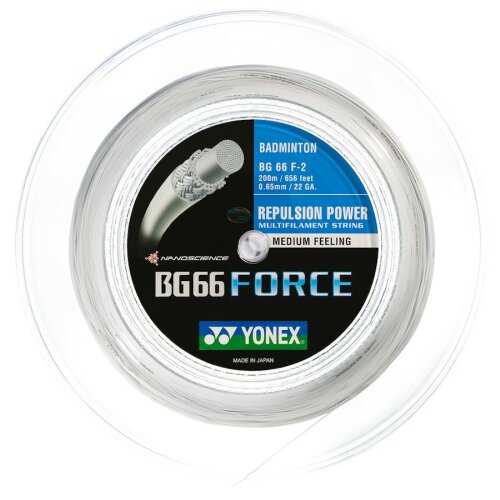 Yonex BG66 Force ( 200m Rolle ) weiß 0,65 mm Badmintonsaite