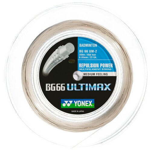 Yonex BG66 Ultimax ( 200m Rolle ) metallic weiß 0,65 mm Badmintonsaite