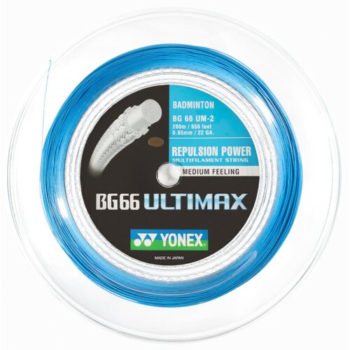 Yonex BG66 Ultimax ( 200m Rolle ) blau 0,65 mm Badmintonsaite