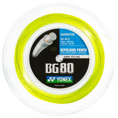 Yonex BG80 ( 200m Rolle ) gelb 0,68 mm Badmintonsaite