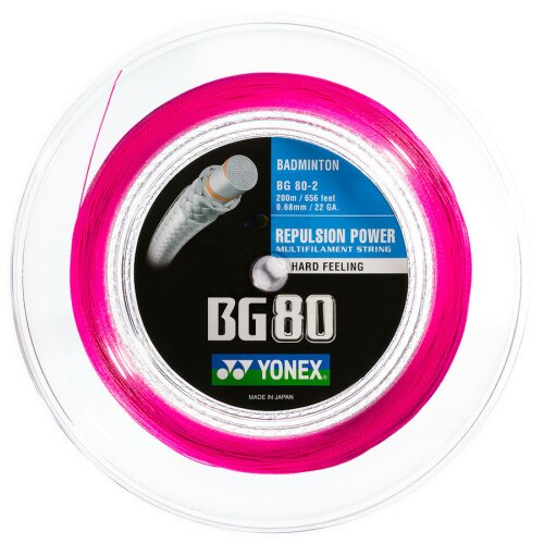 Yonex BG80 ( 200m Rolle ) neon pink 0,68 mm Badmintonsaite
