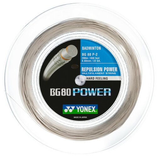 Yonex BG80 Power ( 200m Rolle ) weiß 0,68 mm Badmintonsaite