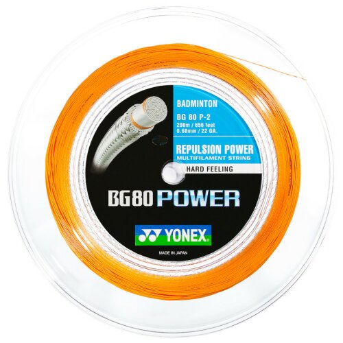 Yonex BG80 Power ( 200m Rolle ) bright orange 0,68 mm Badmintonsaite