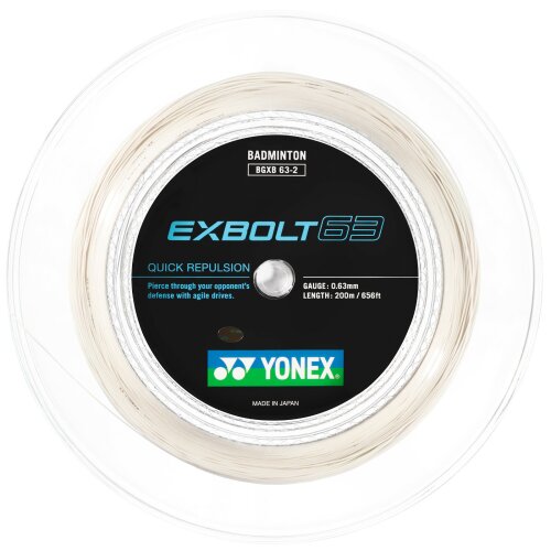 Yonex Exbolt 63 ( 200m Rolle ) weiß 0,63 mm Badmintonsaite