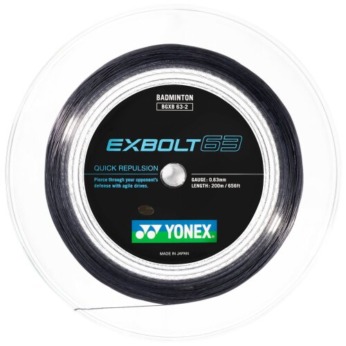 Yonex Exbolt 63 ( 200m Rolle ) schwarz 0,63 mm Badmintonsaite