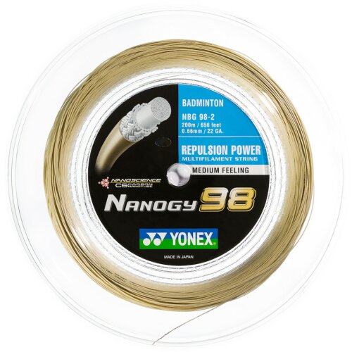 Yonex Nanogy 98 ( 200m Rolle ) gold 0,66 mm Badmintonsaite