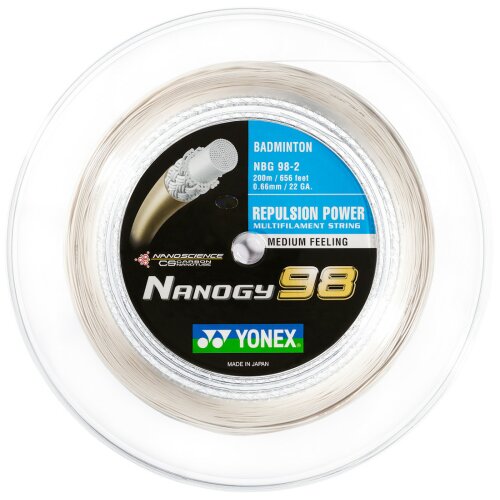 Yonex Nanogy 98 ( 200m Rolle ) silber grau 0,66 mm Badmintonsaite