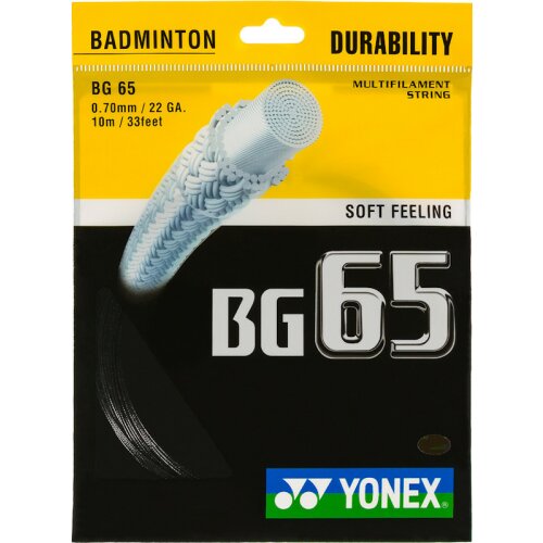 Yonex BG65 ( 10m Set ) schwarz 0,70 mm Badmintonsaite