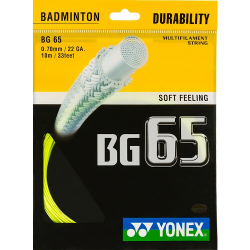 Yonex BG65 ( 10m Set ) gelb 0,70 mm Badmintonsaite