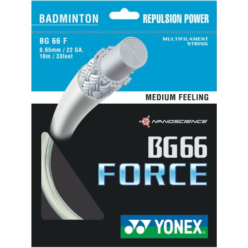 Yonex BG66 Force (10m Set ) weiß 0,65 mm Badmintonsaite