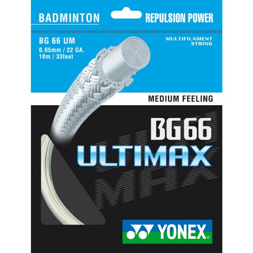 Yonex BG66 Ultimax (10m Set ) metallic weiß 0,65 mm Badmintonsaite