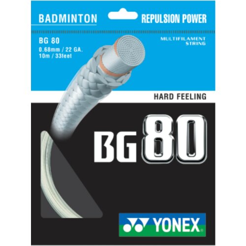 Yonex BG80 ( 10m Set ) weiß 0,68 mm Badmintonsaite