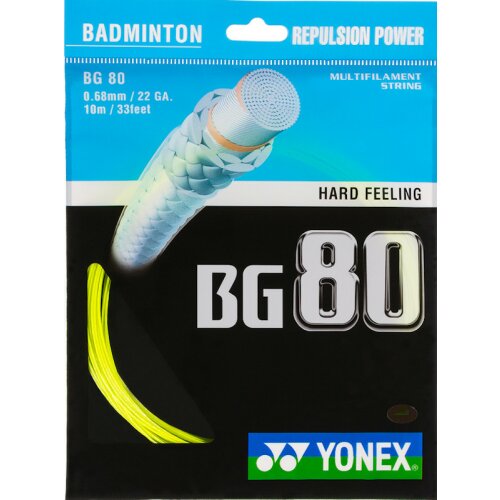 Yonex BG80 ( 10m Set ) gelb 0,68 mm Badmintonsaite