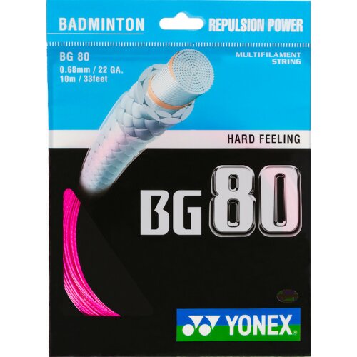 Yonex BG80 ( 10m Set ) neon pink 0,68 mm Badmintonsaite