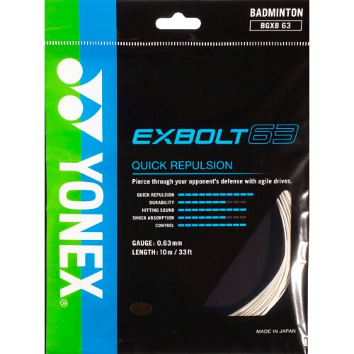 Yonex Exbolt 63 ( 10m Set ) weiß 0,63 mm Badmintonsaite