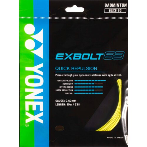 Yonex Exbolt 63 ( 10m Set ) gelb 0,63 mm Badmintonsaite