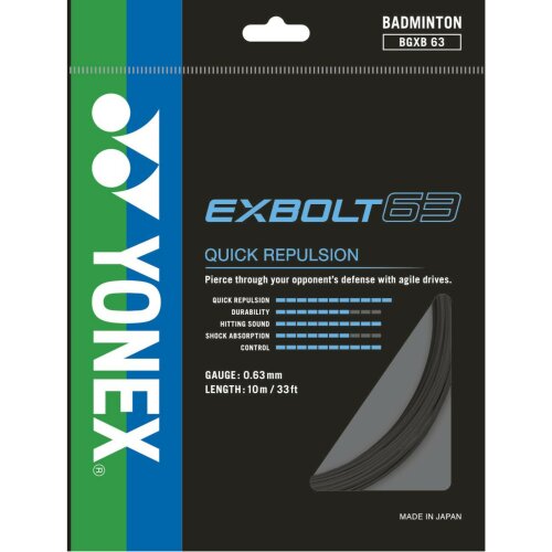 Yonex Exbolt 63 ( 10m Set ) schwarz 0,63 mm Badmintonsaite