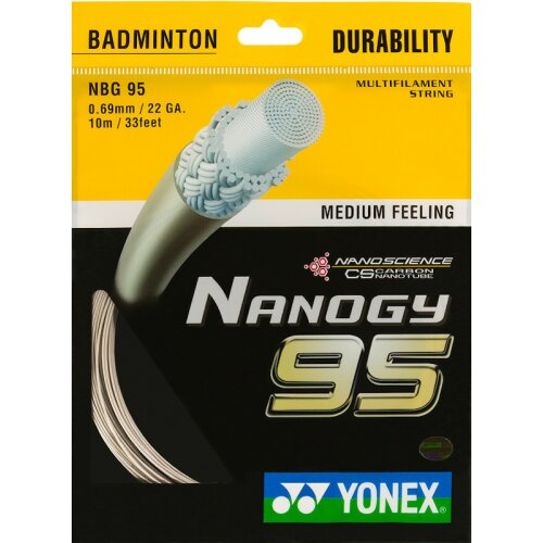 Yonex Nanogy 95 ( 10m Set ) silber grau 0,69 mm Badmintonsaite