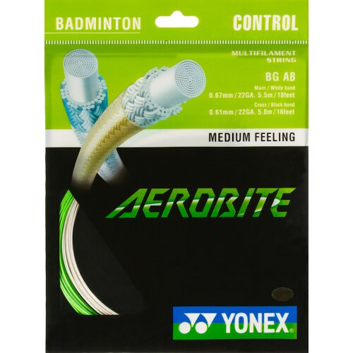 Yonex Aerobite Hybrid ( 10,5m Set ) weiß/grün Längs: 0,67 mm / Quer: 0,61 mm Badmintonsaite