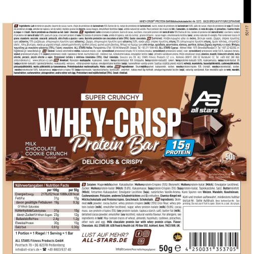 All Stars Whey-Crisp Protein - Milk Chocolate Cookie Crunch Riegel (25er Pack)