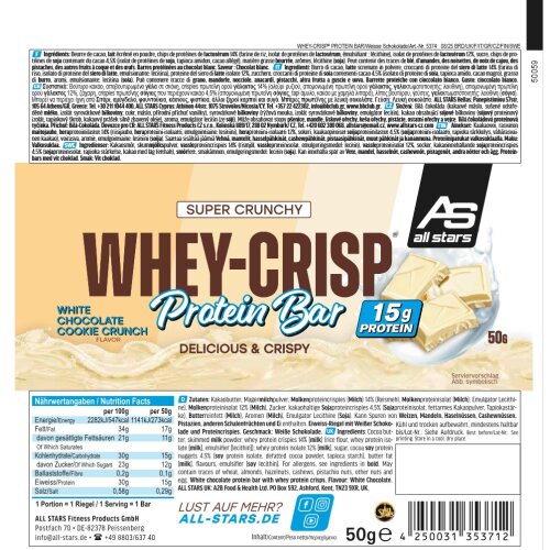 All Stars Whey-Crisp Protein - White Chocolate Cookie Crunch Riegel